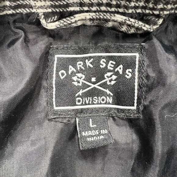 Dark Seas Division Flannel Golf Jacket Mens L Plaid Black Gray Lined Workwear - Picture 5 of 13